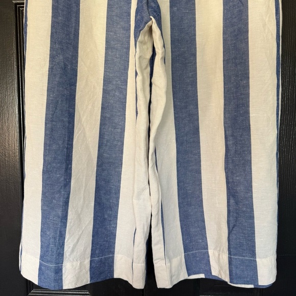 Madewell Huston Pull-On Crop Linen Pants in Stripe - Size Large - Picture 6 of 12